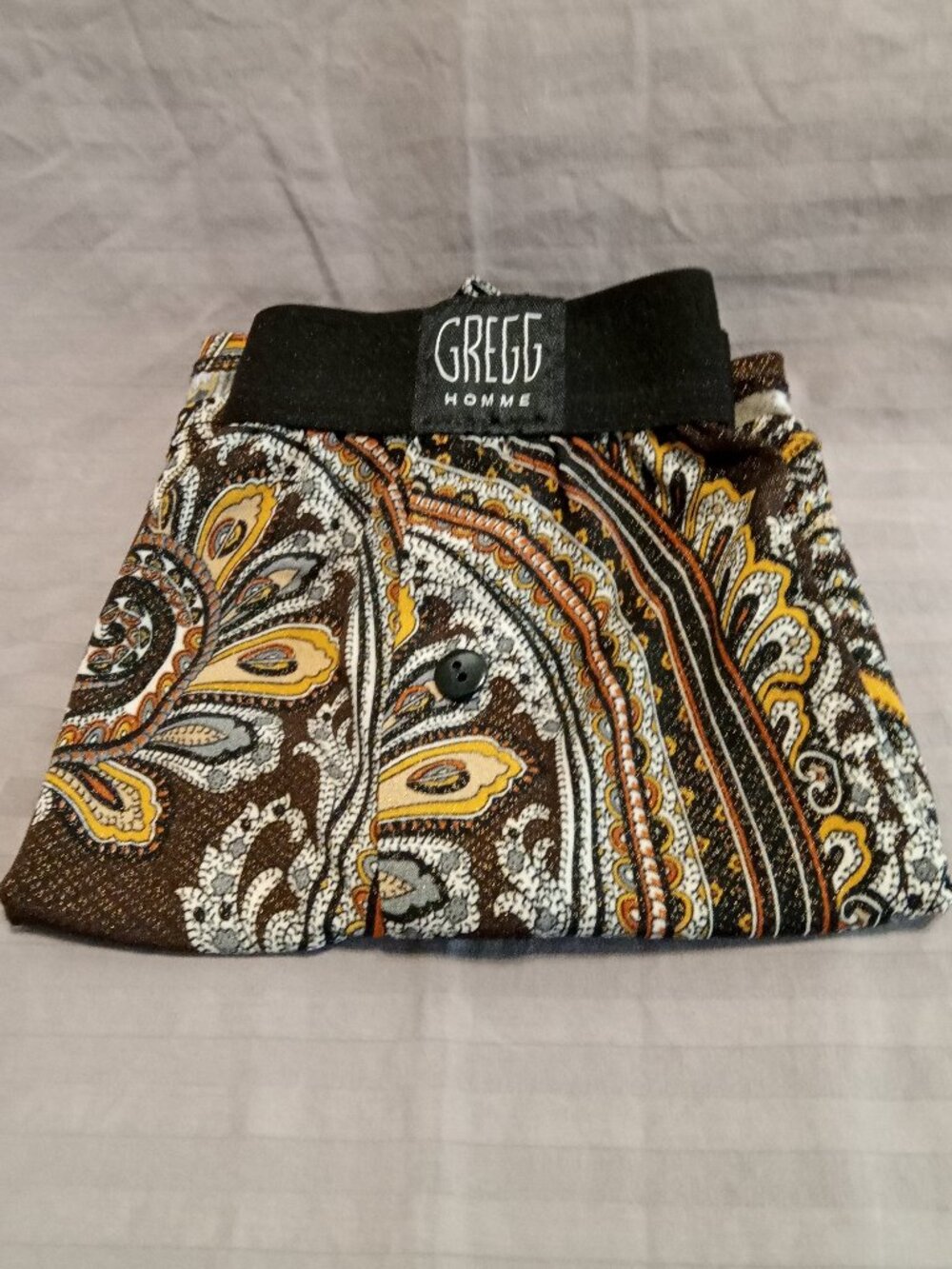 Men's Gregg Homme Brown & Gold Paisley Boxers with Black Waistband